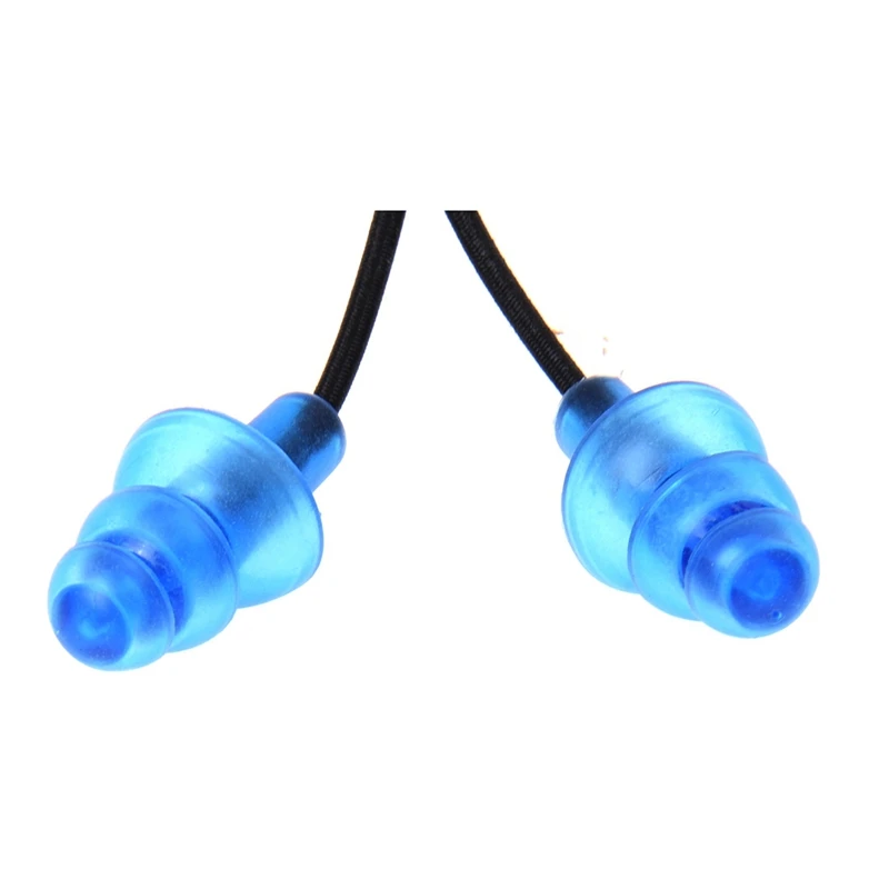 

Black Elastic Rubber String Clear Blue Silicone Swim Ear Plugs w Storage Case