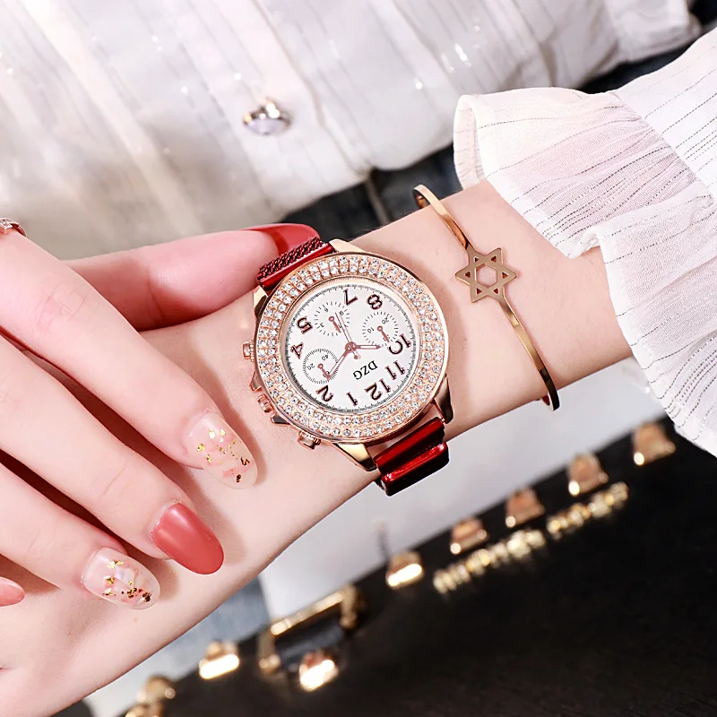 

Nice Top Brand Women Bracelet Watches Ladies Love Leather Strap Rhinestone Quartz Wrist Watch Luxury Fashion Quartz Watch