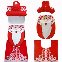 new hot toilet seat set cover rug water tank cover decor santa claus snowman bathroom set new year decorations christmas decor