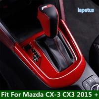 lapetus stalls gear shift box decoration panel cover trim fit for mazda cx 3 cx3 2015 2021 red matte carbon fiber interior