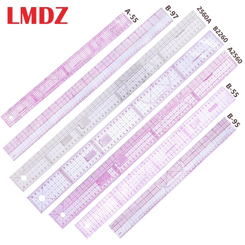 

LMDZ Sewing Ruler Tailor Ruler Sewing Curve Ruler Double Side Metric Straight Ruler Plastic for Fabric Patchwork Cloth Cutting