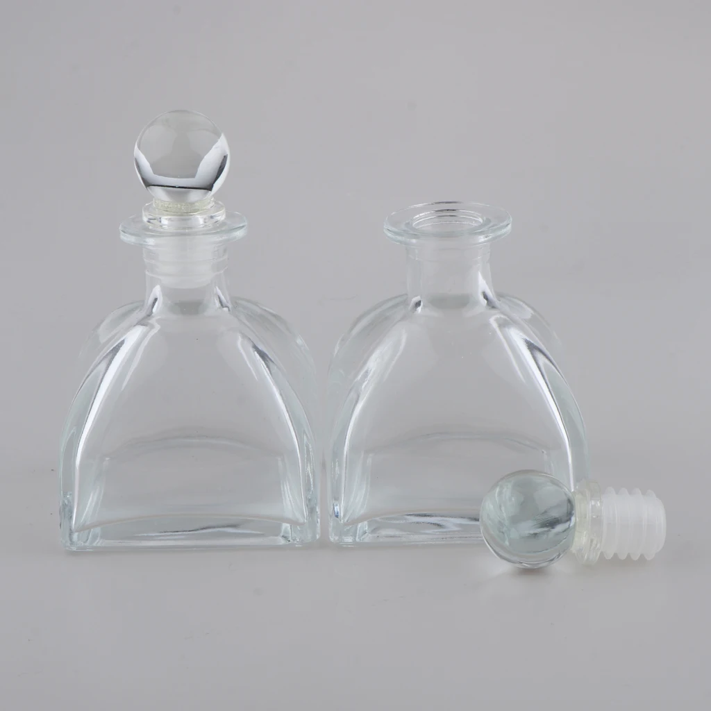 

2Pcs Refillable Fragrance Glass Diffuser Bottles Jars For DIY Reed Sticks