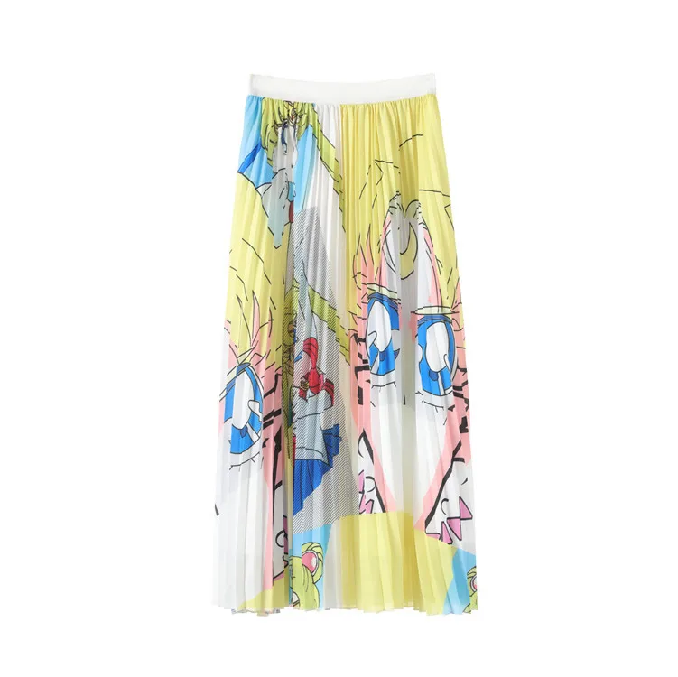 Милые длинные юбки с рисунком для женщин 2019 Осень Женская эластичная юбка
