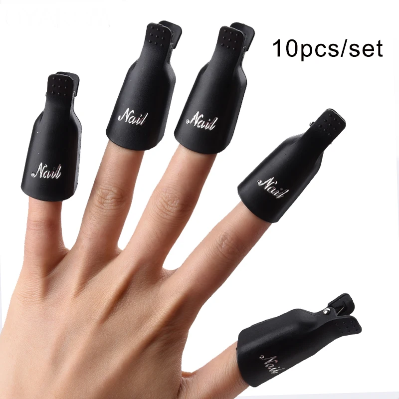 Black 10pcs OYAKOM 5 шт. средство для снятия лака для ногтей Прочный пластик дизайн ногтей Замачивание колпачок зажим средство для снятия УФ гель-лака обертывание инструмент для дизайна ногтей советы - Цвет: Black 10pcs