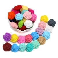 bobo box 10pcs silicone teether beads double face flower beads rose baby teething toy food grade chewing necklace accessories