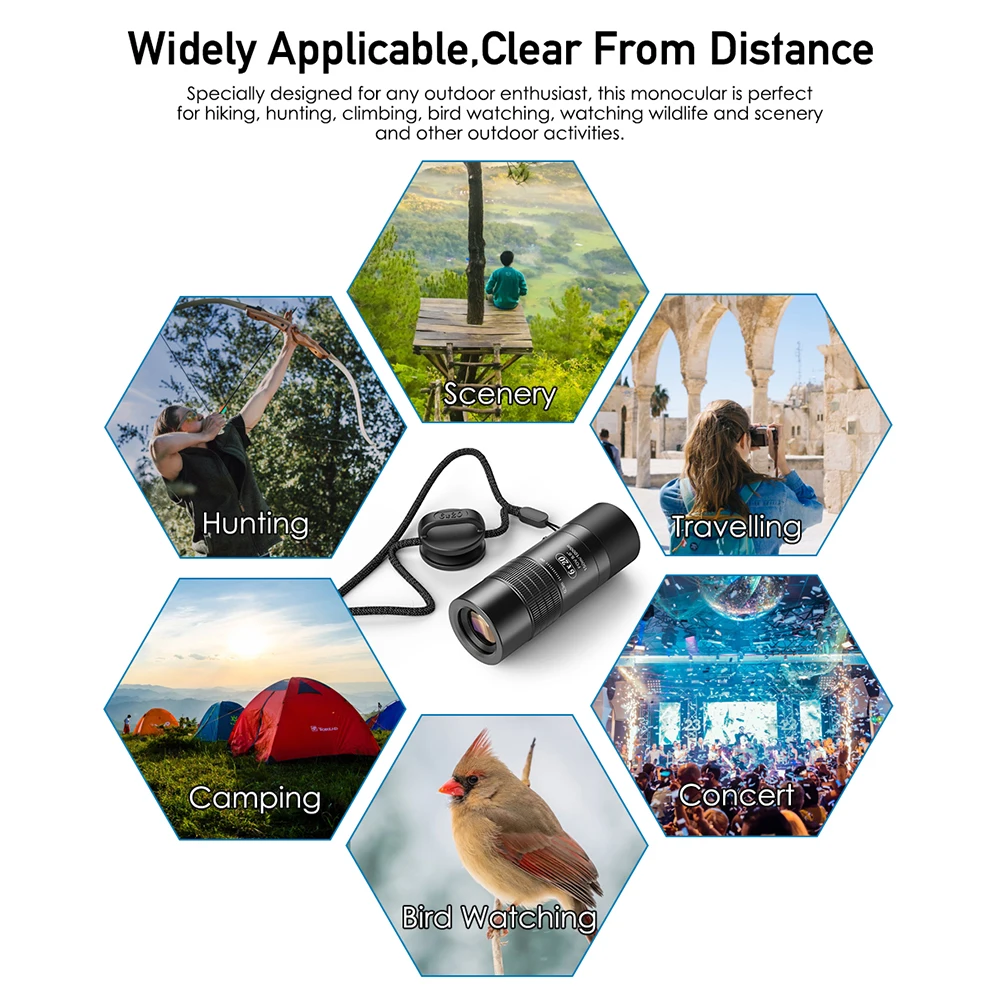 APEXEL 6X 0.3m Closest Focus telescope Optics lens monocular HD BAK4 Prism telephoto for all Smartphones Hunting Camping Travel