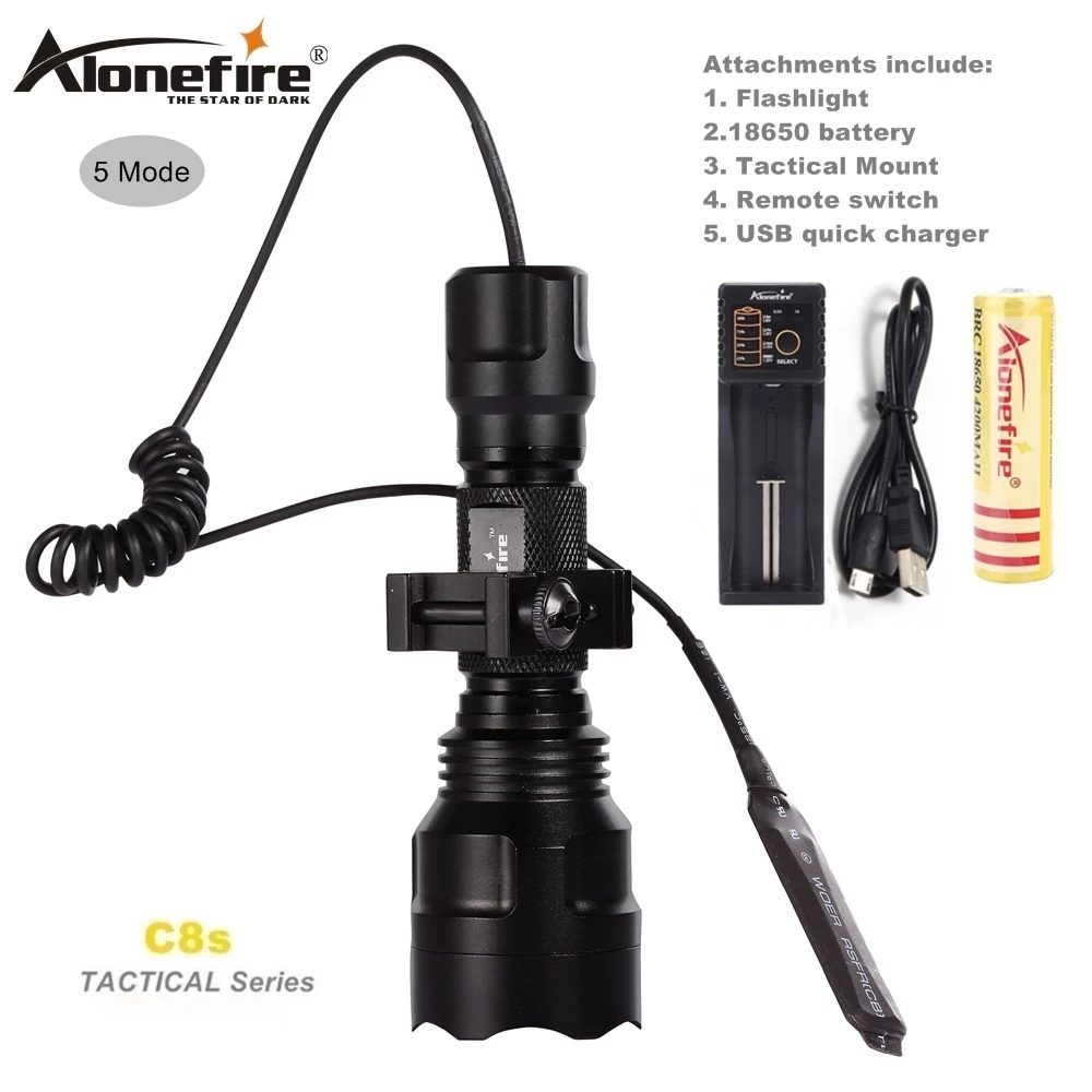 C8L2-5 25DK-I AloneFire Тактический светильник C8 CREE XM-L2 U3 светодиодный фонарь страйкбол прицел ружья светильник 18650 перезаряжаемая батарея - Цвет: C8L2-5 25DK-I
