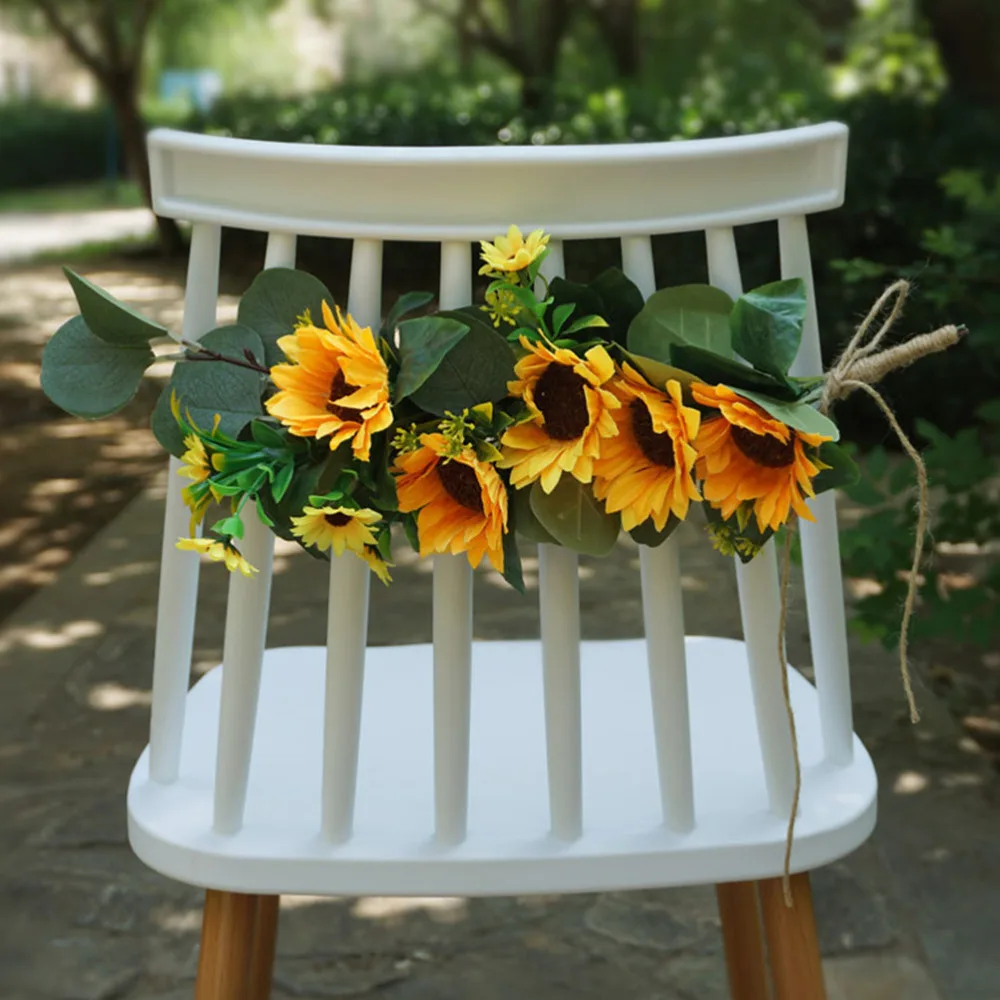 

1pc Fake Sunflower Chair Decor in European Style Adornment Realistic Flower Decor