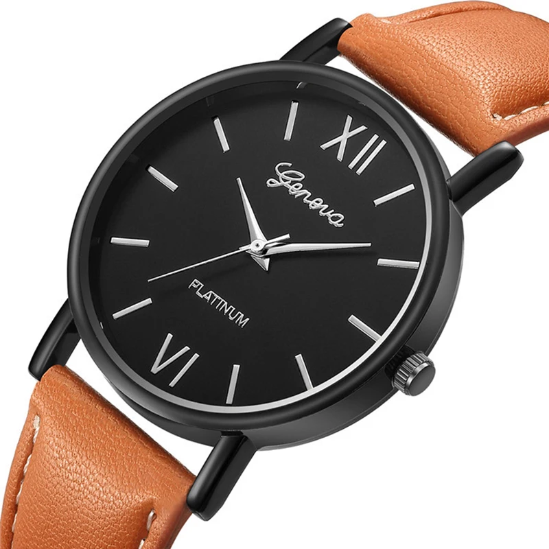 

Woman watch 2019 Casual fashion business minimalist round dial leather strap pointer quartz clock watch luxury xfcs