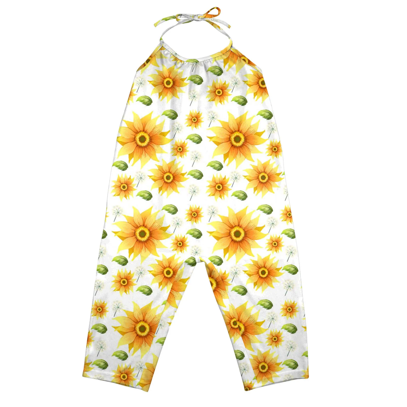 Комбинезон без рукавов на бретельках с открытой спиной и цветочным принтом