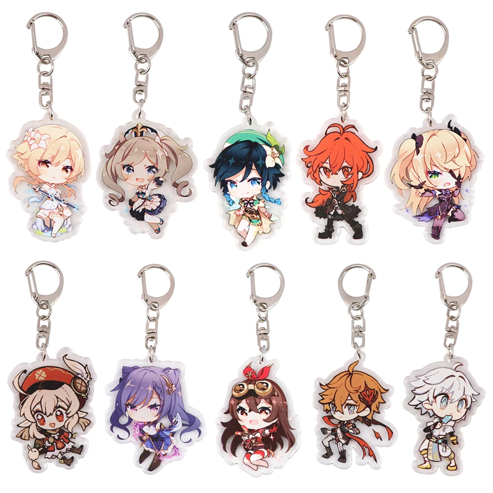 

PF1254 Cute Genshin Impact Figure Car Keychain for Bags Keyring Anime Trinkets Acrylic Pendant Accessories Game Jewelry