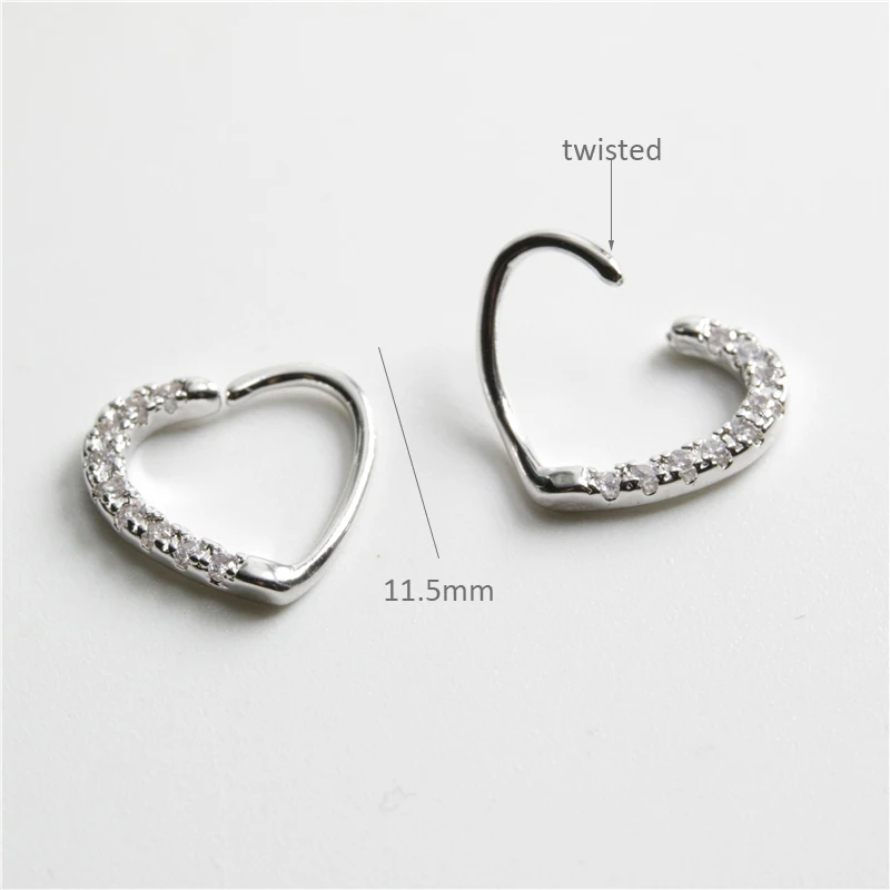 

UVW341 1pc Tiny Lovely CZ Crystal Heart Copper Earrings Daith Helix Piercing Tragus Fashion Piercing Jewelry for Women Jewelry