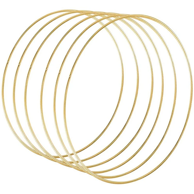 6 Pack 12 Inch Metal Floral Hoop Wreath Macrame Gold Rings for DIY Decor Dream Catcher |