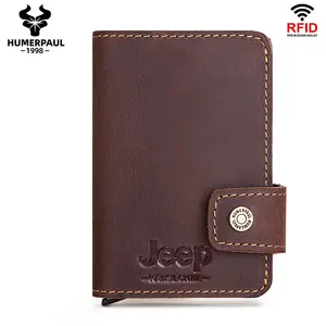 slim rfid blocking credit card holder crazy horse leather metal rfid vintage aluminium bank cardholder case bussiness card walet free global shipping