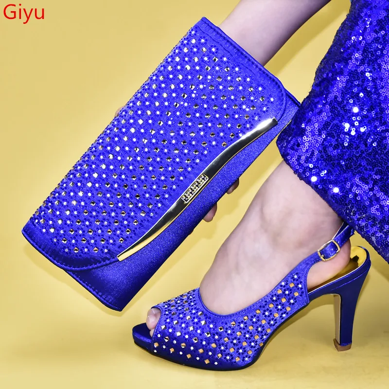 

doershow beautiful Shoes and Bag Set African Sets 2019 Italian Shoe Bag Set Decorated with Rhinestone for party!HJG1-10