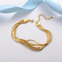 vintage 24k gold color bangle snake chains beads bracelets for women girls aesthetic indian jewelry wedding valentines day gift