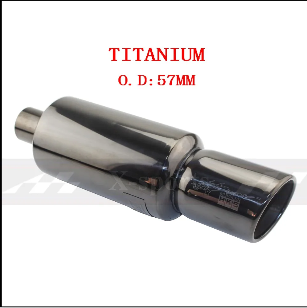 Titanium 57MM Автомобильный мотоцикл Выхлопная система выхлопная труба глушитель наконечник Универсальный нержавеющая сталь ID 51 мм 57 мм 63 мм выход 89 мм Глушитель выхлопная труба - Цвет: Titanium 57MM