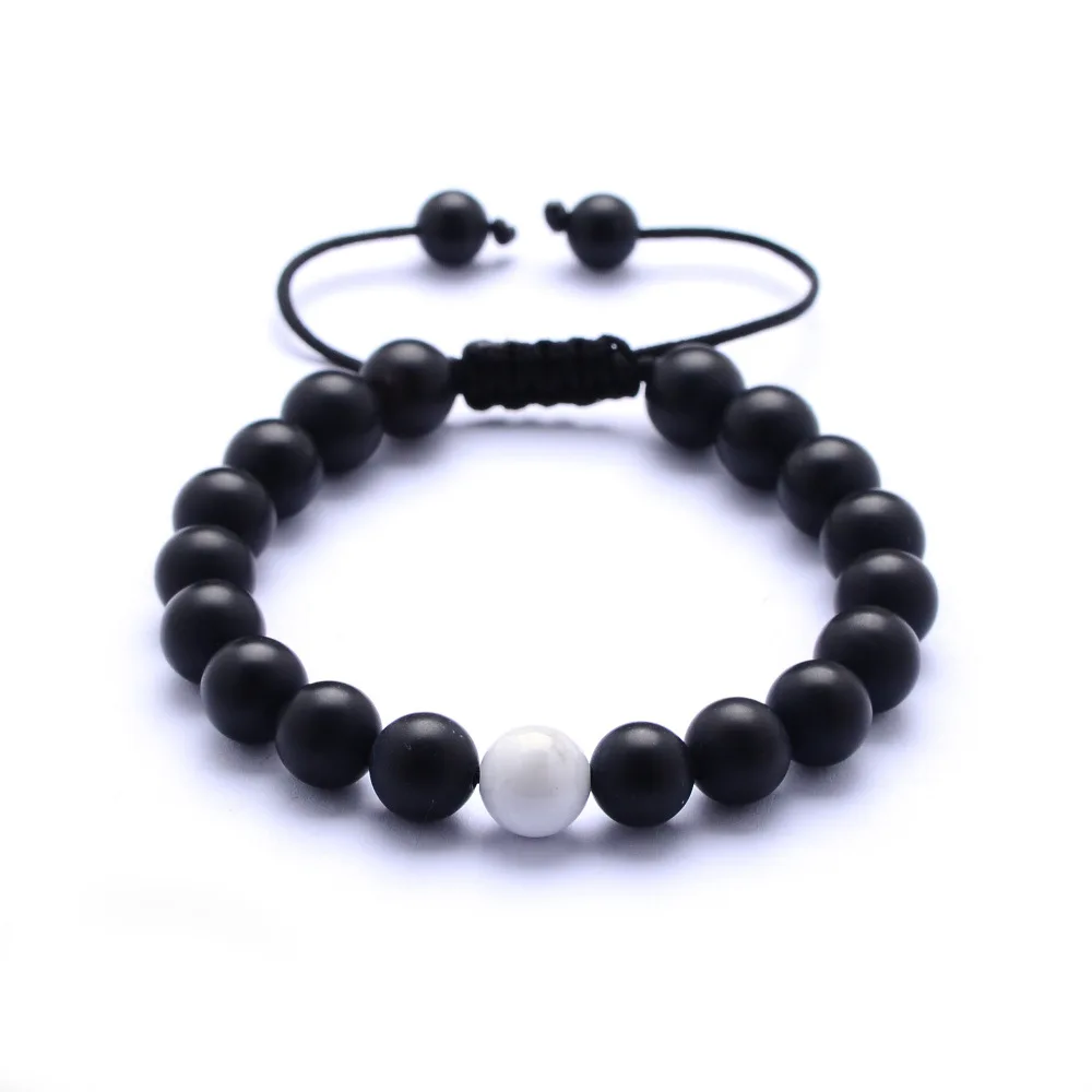 Лидер продаж пары расстояние белые бирюзой браслеты из лавового камня с бусинами