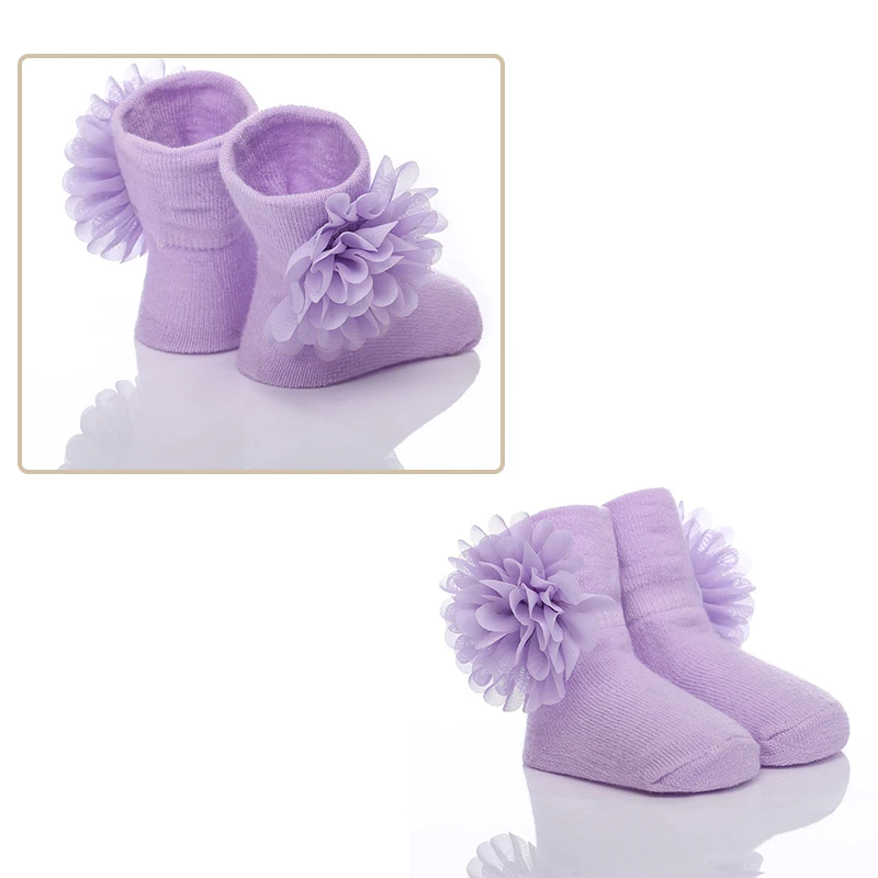 

1Pcs HOT Chiffon baby socks cotton socks princess baby girl flower chiffon