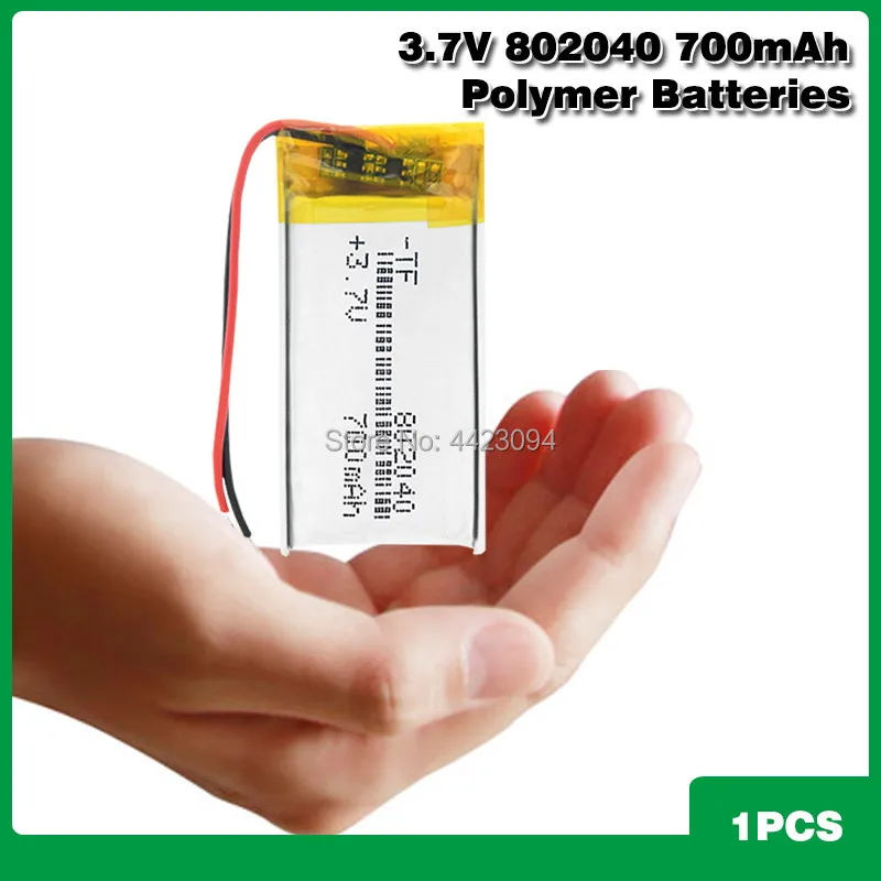 3.7V 700mah 802040 Lithium Li Ion Polymer Rechargeable Battery For GPS PSP DVD MP4 pen camera bluetooth hearphone recorder game - купить по