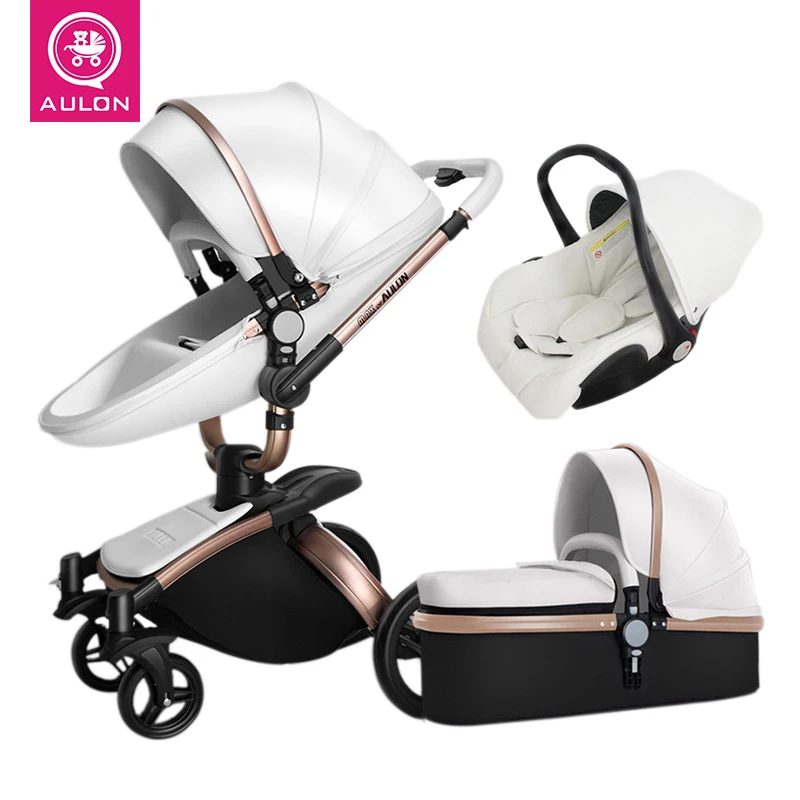 Luxury Baby Stroller 2 In 1  Aulon Baby Stroller Pu Leather Can Sit and Lie Four Seasons Winter  Baby  Strollers