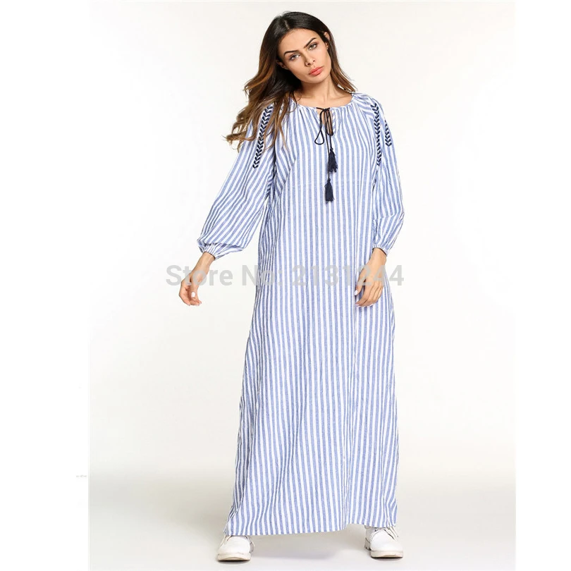 Женское повседневное свободное платье на шнуровке в этническом стиле с