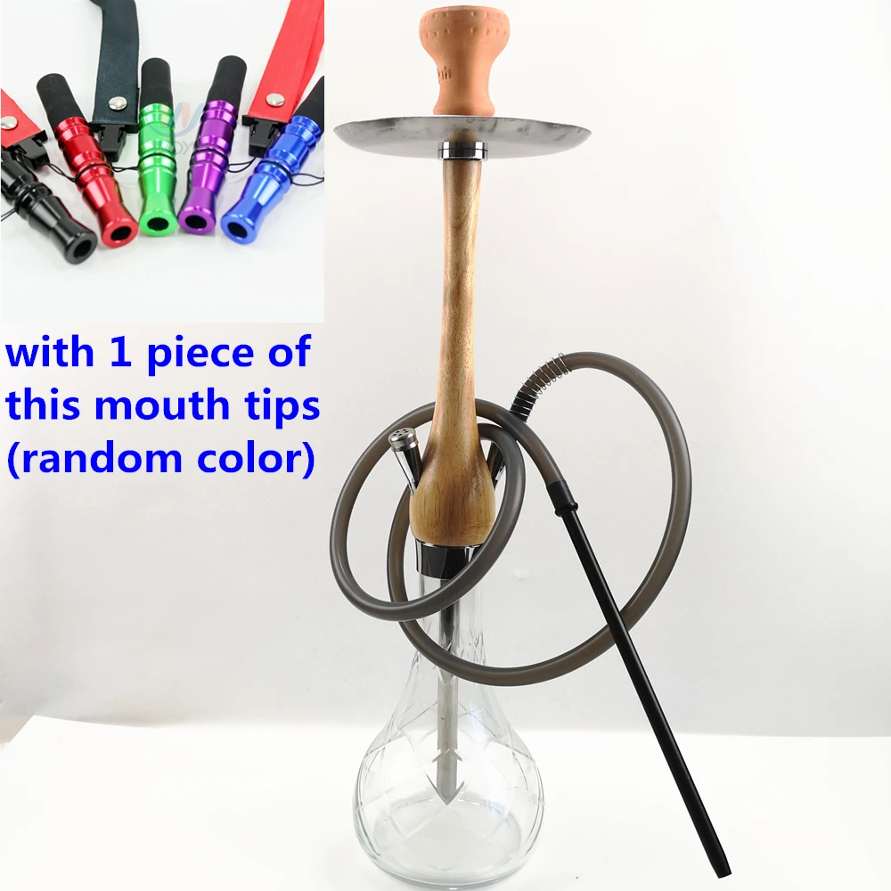 Y with mouth tips Хорошее качество, стеклянный кальян sheesha, желто-коричневый цвет, деревянный стебель, силиконовый шланг, петля, кончики рта, кальян для дома или бара - Цвет: Y with mouth tips