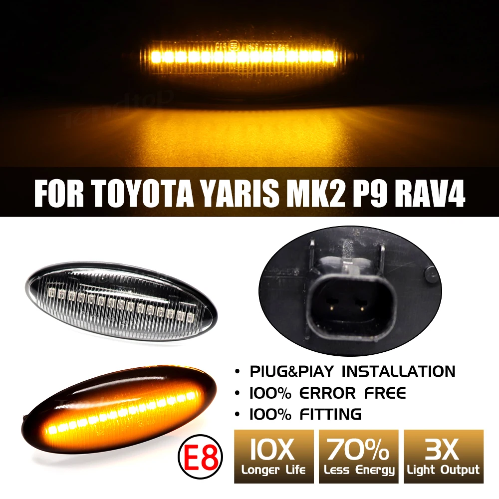 Светодиодный фонасветильник динамический индикатор боковая лампа для Toyota Yaris Vitz
