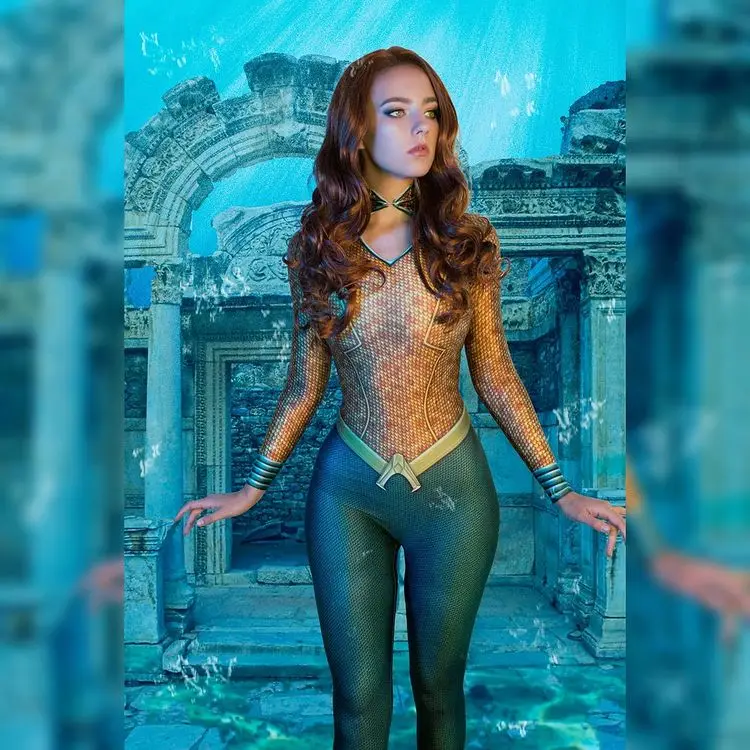 Новинка костюмы для косплея Mera Женский костюм супергероя Zentai аксессуары