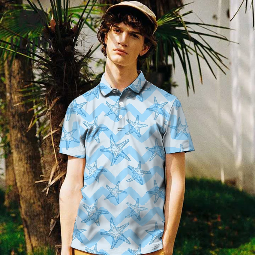 

2021 Men's Standard-Fit Short-Sleeve floral Printed Polo Shirt