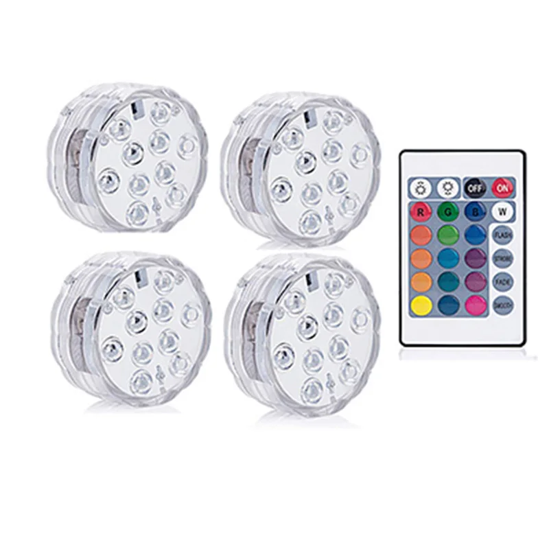 4 lamp 1controller 10 шт. в упаковке, погружной светильник, лампа с дистанционным управлением, RGB, на батарейках, подводный ночник, напольная ваза, садовые, вечерние, Декор - Цвет: 4 lamp 1controller