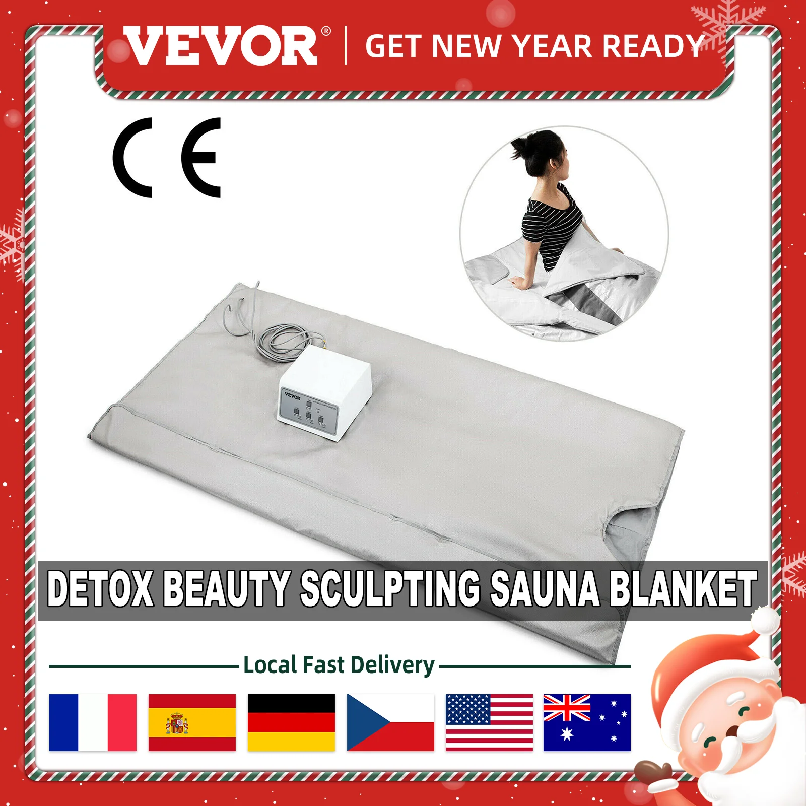 VEVOR-Manta de Sauna para adelgazamiento, 3 zonas de calentamiento, manta infrarroja para Sauna, m&aacute;quina de terapia de desintoxicaci&oacute;n, Spa, p&eacute;rdida de peso, moldeador corporal para el hogar-0