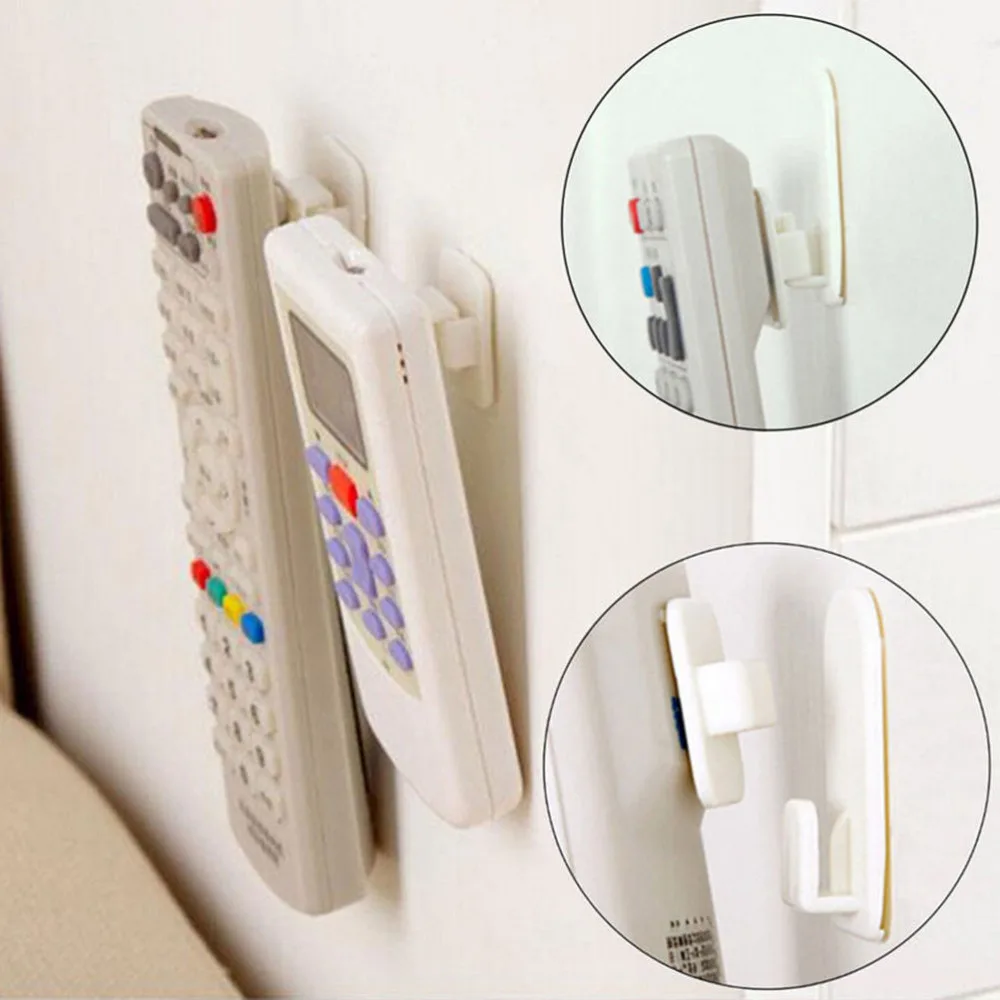 

Brand new 　4Pcs/Pack Self Adhesive Plastic Hooks Holder Remote Control Sticky Hook Hanger TV Air Conditioner Key Wall Storage