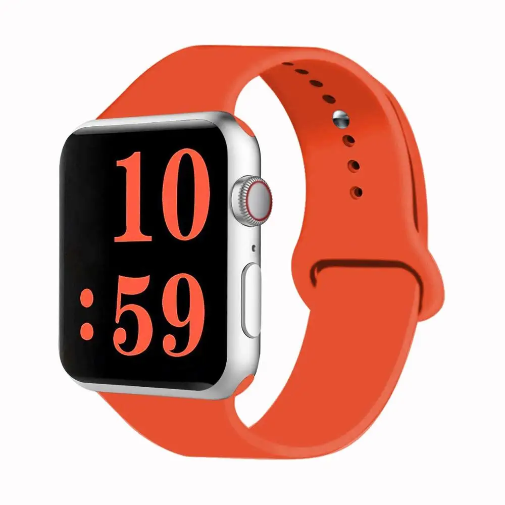 Orange 32 Цвета мягкого силикона замена спортивный ремешок для Apple Watch группа 44 мм 40 мм Series4/3/2 /42 мм 1 38 мм наручные браслет ремень - Цвет ремешка: Orange
