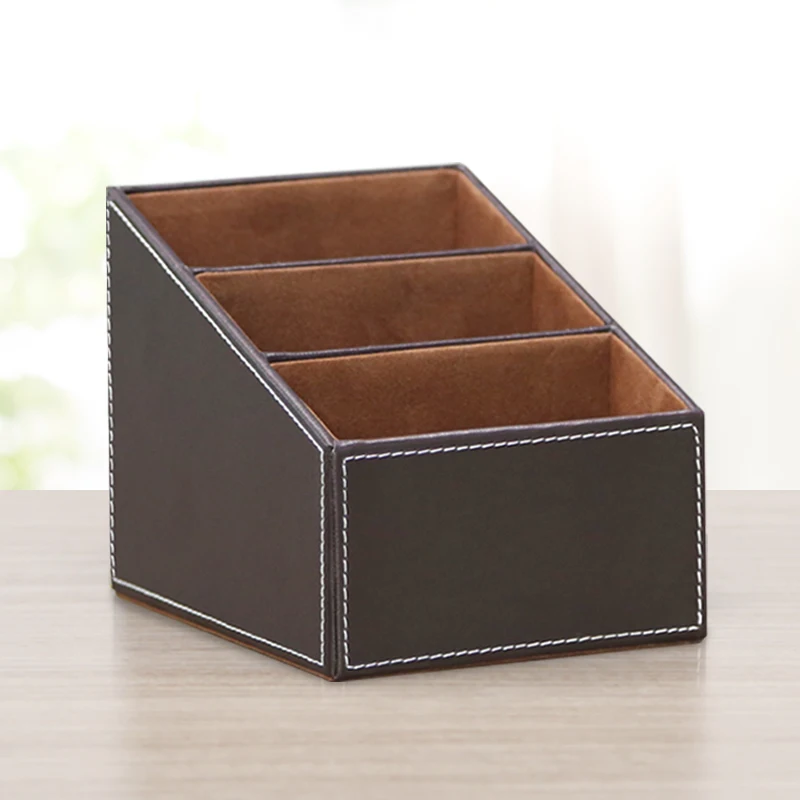 

High End European Style Imitation Leather Desktop Remote Control Storage Box Creative Fashion Mobile Phone Storage Box