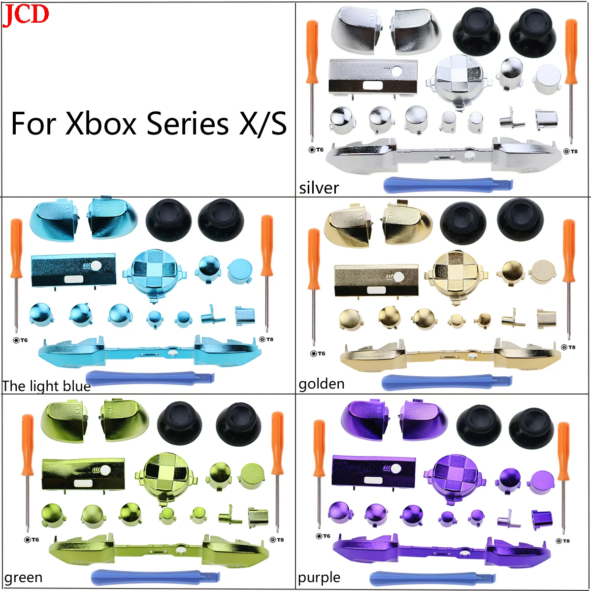 

JCD 1 Set Bumpers Triggers Replacement D-Pad LB RB LT RT Electroplating Buttons Kit For Xbox Series X/S Controller & Tool