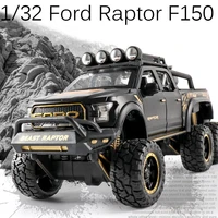 132 ford raptor f150 big wheel alloy diecast car model with sound light pull back car toys for children xmas gifts