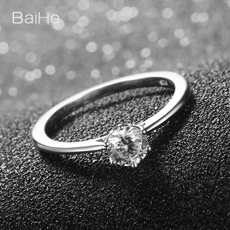 Кольцо BAIHE из белого золота с фианитами 14 к для женщин и мужчин | Украшения