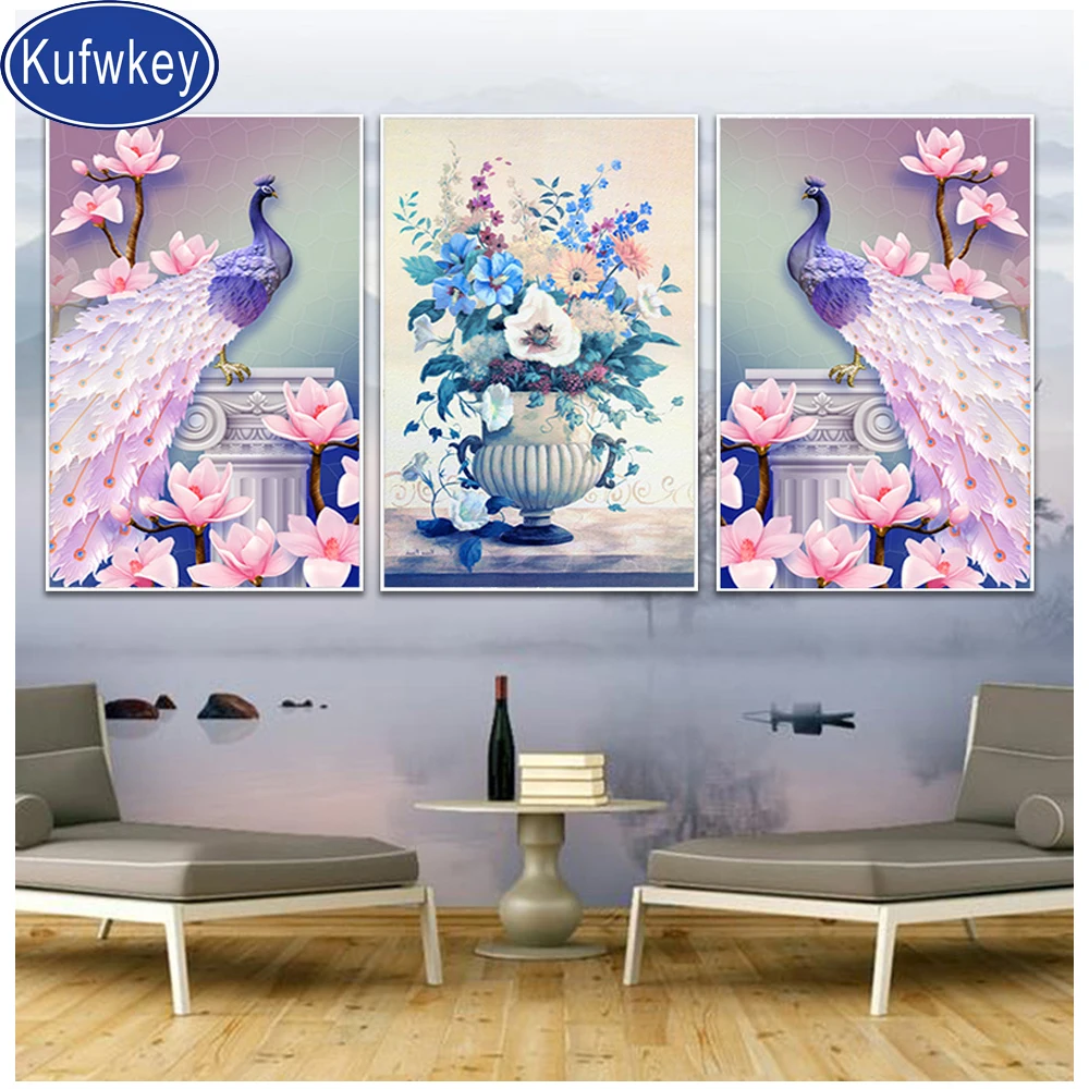 Алмазная картина Павлин Пион вышивка с цветами животные китайский стиль 5d