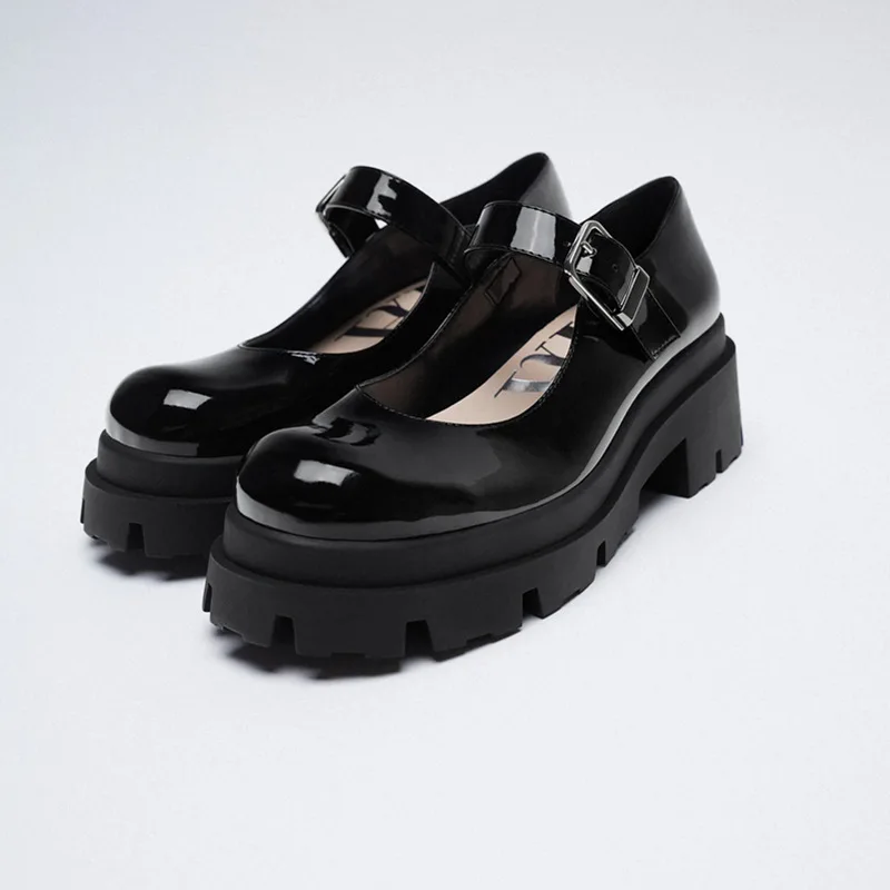 

Luxury Boat Shoes Women Thick Platform Black Women Mary Jane Shoes Zapatillas Mujer Leather Women Loafers Kawaii Shoes for Women