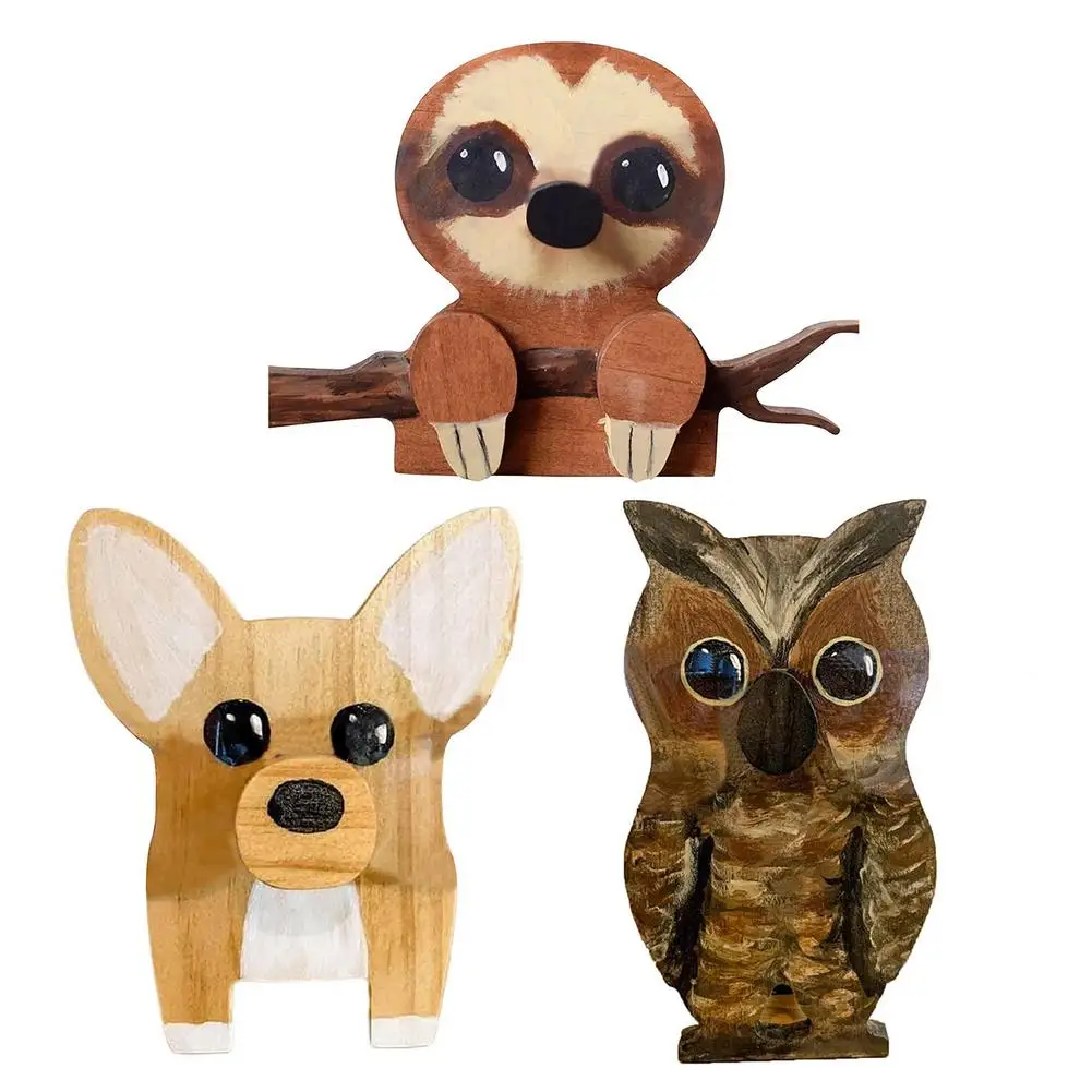 

Wooden Glasses Holder Cute Animal Statues Sunglasses Display Stand Hand Carved Spectacle Holder Home Office Desk Decoration