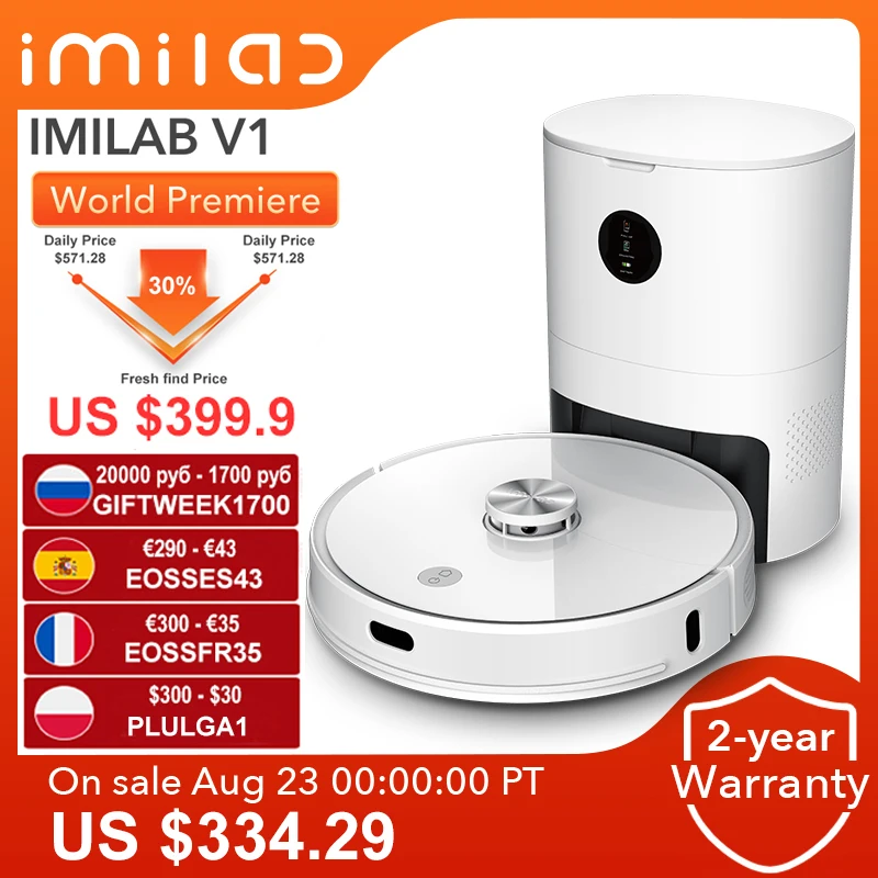 （CODE: GIFTWEEK1700 20000 руб 1700 руб）Умный робот пылесос IMILAB V1 устройство для сбора пыли