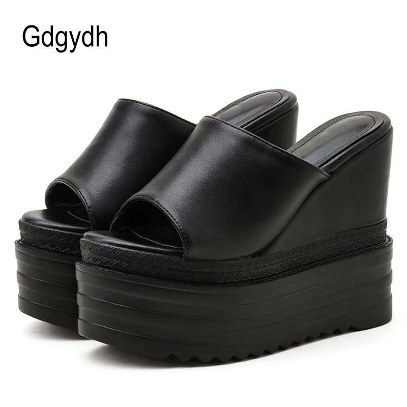 

Gdgydh Platform Shoes Women Ladies's Slippers On Wedge Peep Toe Fashion Luxury Slides Heeled Mules Shallow Increased Internal