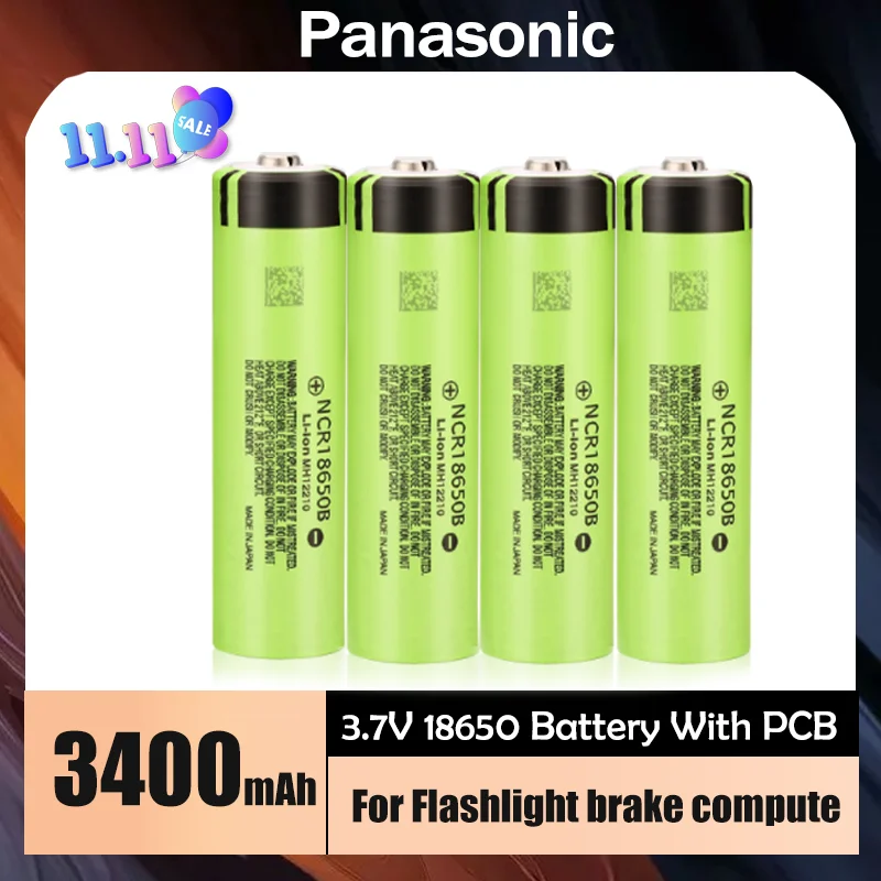 Литиевая аккумуляторная батарея Panasonic NCR18650B 100% в 3 7 18650 мАч для вентилятора