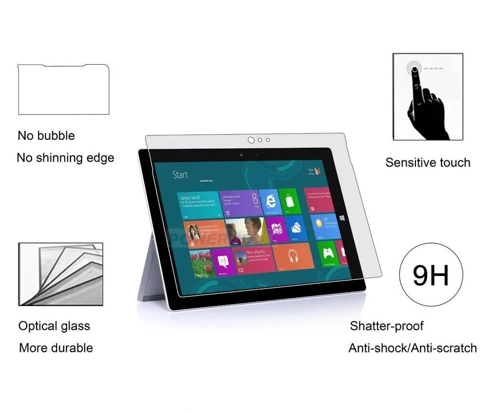 

For microsoft surface Pro/2/3 vitre protection verre tremp film protecteur d'cran