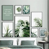 green plant picture home decor wall art canvas painting modern nordic cactus leaves posters and prints for living room design