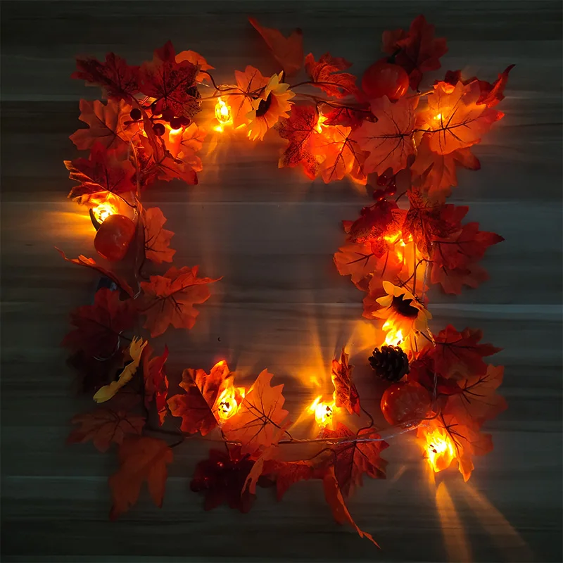 

175cm Artificial Autumn Fall Maple Leaves Rattan Wall Hanging Plant Halloween Thanksgiving Party Décor Autumn Pumpkin Wall Vines