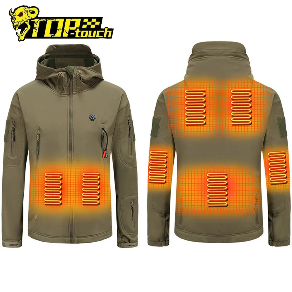 

65℃ Heating Motorcycle Jacket 7 Zones USB Electric Heating Temperature Women Men Hooded Outdoor Ski Heated Warm Washable Coat