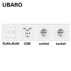 UBARO Пособия по немецкому языку Стандартный закаленное с украшением в виде кристаллов Стекло Панель розетки RJ45 RJ11 ТВ слабый ток Комбинации домашней розетки AC110-250V 16A