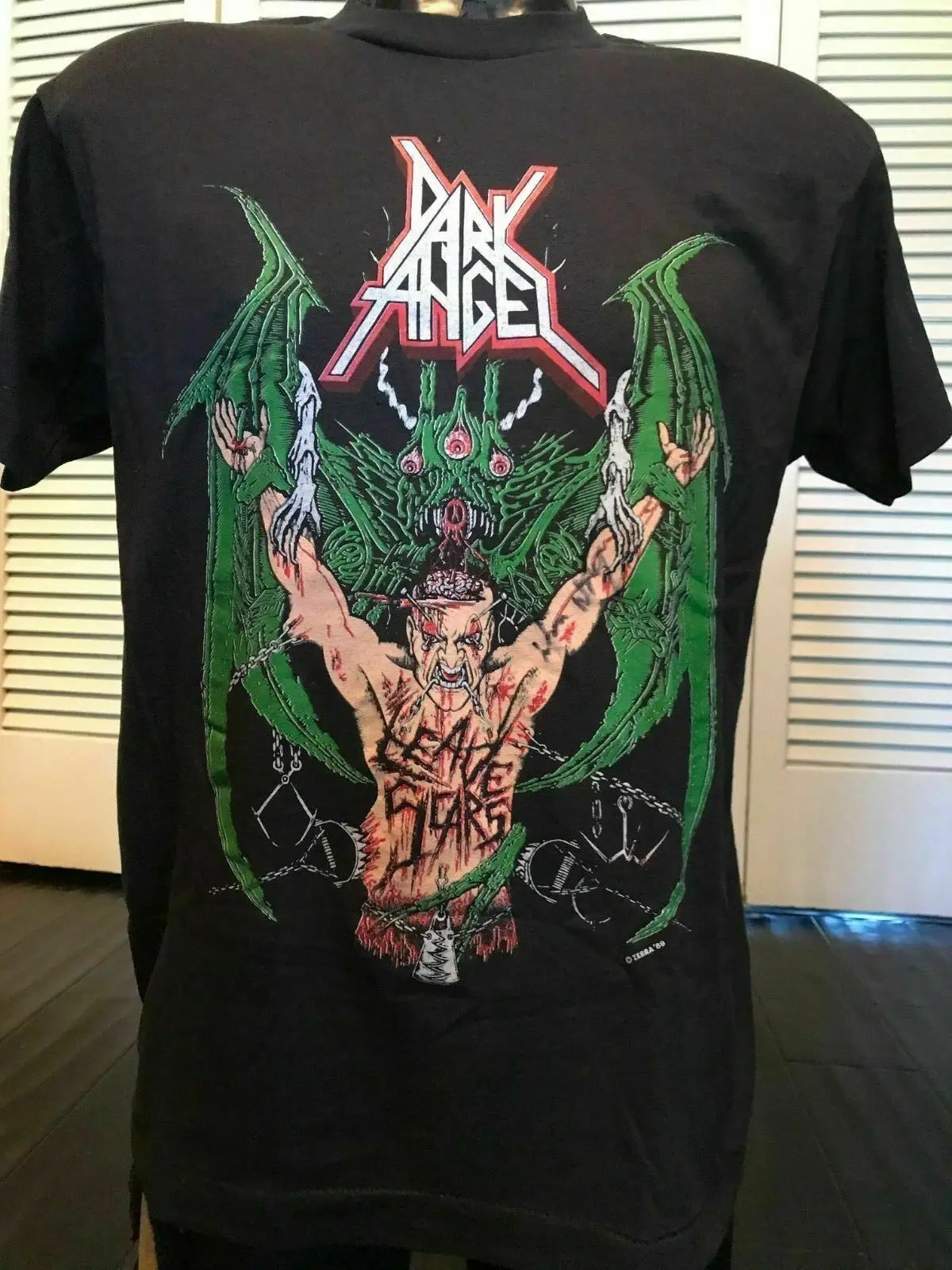 Vtg 89 Dark Angel шрамы Тур рубашка Venom рок Колыбель металлический Slayer болт Перепечатка